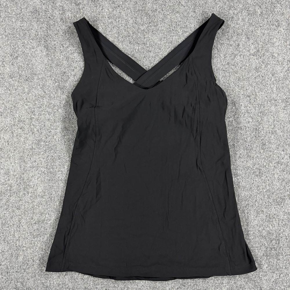 Lululemon Long Breath 2 In 1 Tank Top‎ Womens 8 Black Light Support Yoga Gym